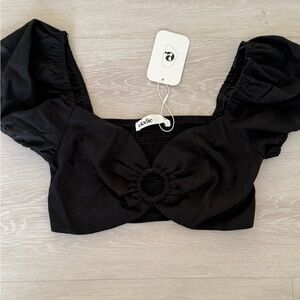 ELODIE bra top with puff sleeves NWTs